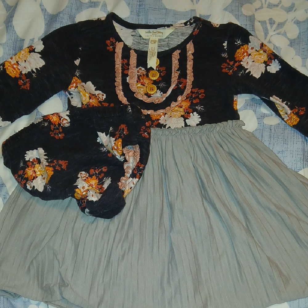 Matilda Jane Floral Dress - Black, Orange, Gray